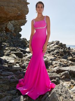 Style FSWD0547 Faeriesty Pink Size 16 Jewelled Jersey Prom Plus Size Mermaid Dress on Queenly