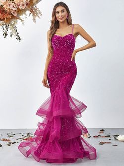 Style FSWD0174 Faeriesty Pink Size 0 Cut Out Sequined Floor Length Mermaid Dress on Queenly