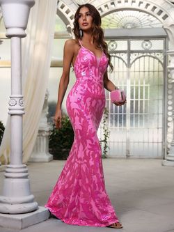 Style FSWD0681 Faeriesty Pink Size 16 Nightclub Barbiecore Plus Size Sequin Mermaid Dress on Queenly