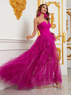 Style FSWD7030 Faeriesty Pink Size 4 Tulle Barbiecore Polyester Straight Dress on Queenly