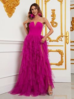 Style FSWD7030 Faeriesty Pink Size 4 Polyester Black Tie Floor Length Straight Dress on Queenly