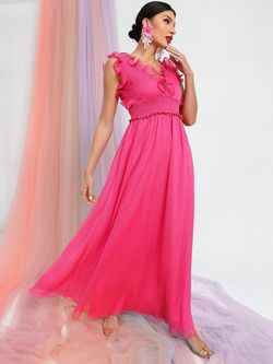 Style FSWD8069 Faeriesty Hot Pink Size 4 Fswd8069 Floor Length A-line Dress on Queenly