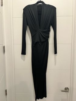Zara Black Size 4 Sleeves V Neck Side slit Dress on Queenly