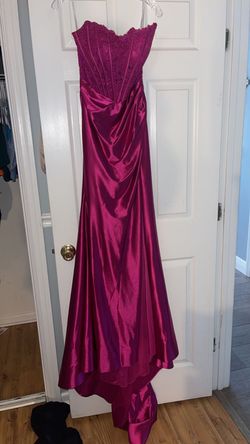Style 55169 sherri hill Pink Size 2 Magenta Sleeves Mermaid Dress on Queenly