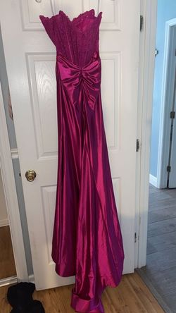 Style 55169 sherri hill Pink Size 2 Magenta Sleeves Mermaid Dress on Queenly
