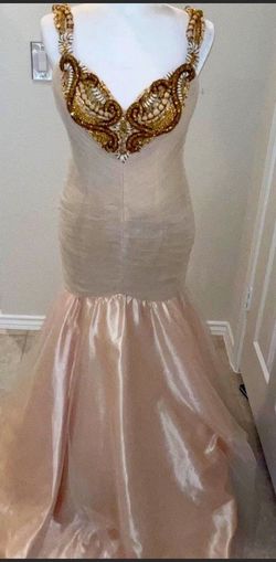 Jovani Nude Size 8 Pageant Appearance Cap Sleeve Prom Mermaid Dress on Queenly
