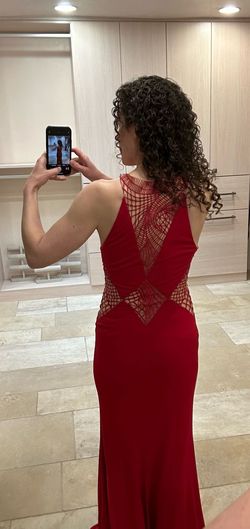Style -1 Jovani Red Size 4 Embroidery Military Floor Length Straight Dress on Queenly