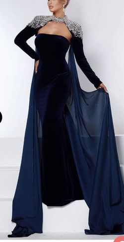 Johnathan Kayne Blue Size 6 Prom Black Tie Straight Dress on Queenly