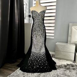 Jovani Black Tie Size 14 Train Homecoming Military Mermaid Dress on Queenly