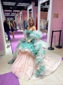 Tarik Ediz Multicolor Size 2 Floor Length Strapless Quinceanera Ball gown on Queenly