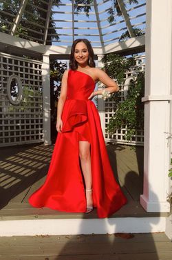 Sherri Hill Red Size 2 Pageant Shiny Black Tie Side slit Dress on Queenly