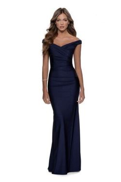 La Femme Blue Size 0 Navy Wedding Guest Sleeves Bridesmaid Military Mermaid Dress on Queenly