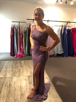 Sherri Hill Purple Size 2 Floor Length Prom Side slit Dress on Queenly