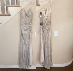Style  Silver Sequined Sleeveless Side Slit Gown Cinderella Silver Size 12 Graduation Sequined Side slit Dress on Queenly