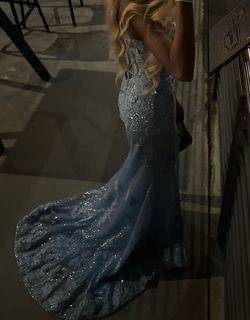 Sherri Hill Blue Size 0 Floor Length Prom Side slit Dress on Queenly