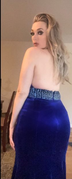 Jovani Blue Size 6 50 Off Jewelled Side slit Dress on Queenly