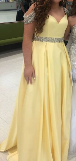 Narianna Yellow Size 8 Pageant Black Tie Free Shipping Ball gown on Queenly