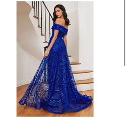 Cinderella Divine Blue Size 8 Black Tie Military Straight Dress on Queenly