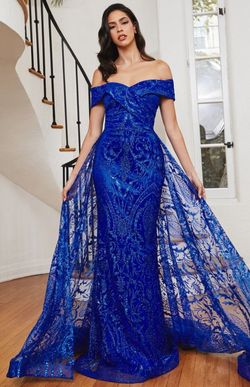 Cinderella Divine Blue Size 8 Black Tie Military Straight Dress on Queenly