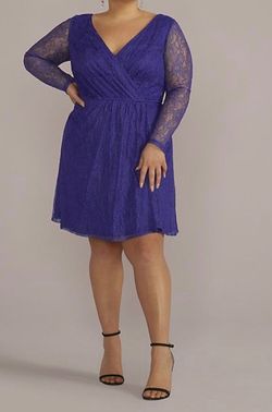 David's Bridal Blue Size 18 Plus Size Homecoming A-line Dress on Queenly