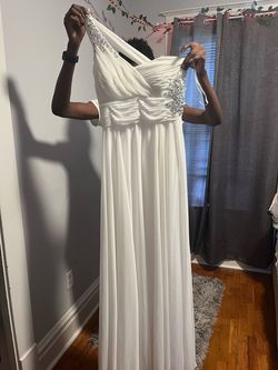 Cache White Size 8 Midi Bridal Shower Cocktail Dress on Queenly