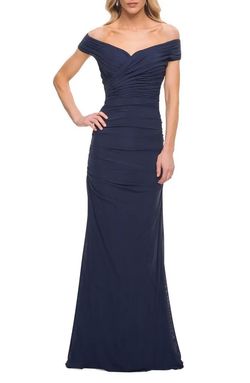 La Femme Blue Size 6 Flare Polyester Navy A-line Dress on Queenly