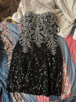 Scala Black Size 6 Jewelled Embroidery Fully Beaded Midi Cocktail Dress on Queenly