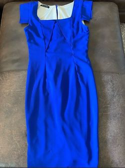 Debbie Carroll Blue Size 4 Cap Sleeve Appearance Bodycon Cocktail Dress on Queenly