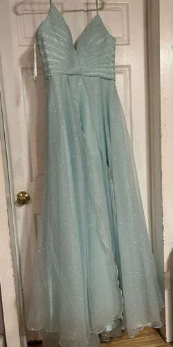 Colors Blue Size 12 Spaghetti Strap Pattern Plus Size Vintage Straight Dress on Queenly
