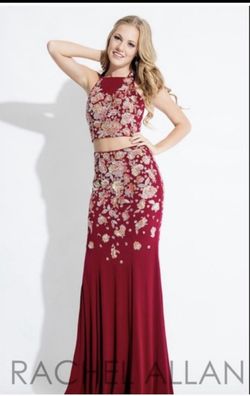 Rachel Allan Red Size 10 Pageant Two Piece Burgundy Jewelled Straight Dress on Queenly
