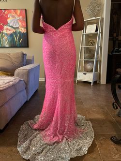 Portia and Scarlett Pink Size 6 Backless Spaghetti Strap Jewelled Mermaid Dress on Queenly