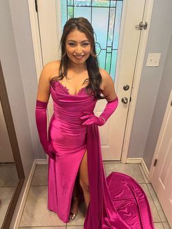 Sherri Hill Hot Pink Size 4 Black Tie Barbiecore Prom Side slit Dress on Queenly