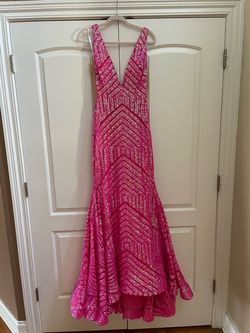 Jovani Pink Size 10 Pageant Barbiecore Floor Length Train Mermaid Dress on Queenly
