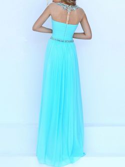 Sherri Hill Blue Size 2 Floor Length Teal A-line Dress on Queenly
