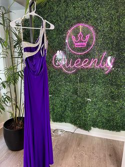 Riva Designs Purple Size 4 Floor Length Pageant Side slit Dress on Queenly
