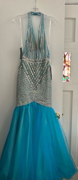 Jasz Couture Blue Size 4 Military Prom Mermaid Dress on Queenly