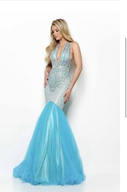 Jasz Couture Blue Size 4 Military Prom Mermaid Dress on Queenly