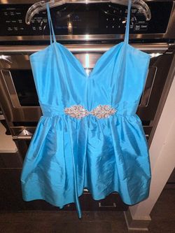 Aqua Blue Size 8 Floor Length Tall Height 50 Off A-line Dress on Queenly