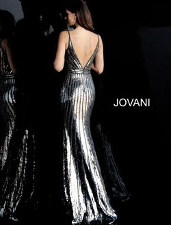 Style 62487 Jovani Silver Size 2 70 Off Sequined Black Tie Plunge Straight Dress on Queenly
