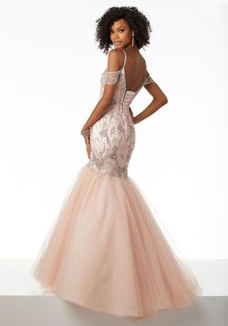 Style 42031 MoriLee Pink Size 10 42031 Shiny Pageant Floor Length Mermaid Dress on Queenly