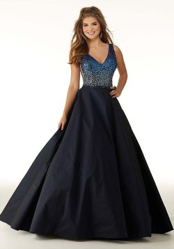 Style 45037 MoriLee Blue Size 24 Tall Height Floor Length Navy Ball gown on Queenly