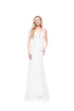 Style 2269 Colors White Size 2 Tall Height Lace Straight Dress on Queenly