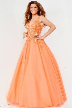 Style JVN22831 Jovani Orange Size 8 Floor Length Tall Height Ball gown on Queenly