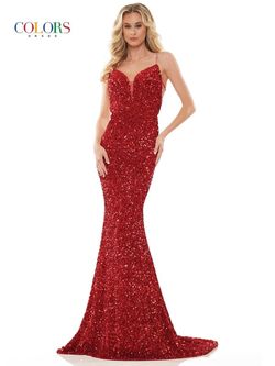 Style 2459 Colors Red Size 2 2459 Sequin Tall Height Jewelled Mermaid Dress on Queenly