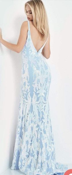 Jovani Blue Size 2 Black Tie Euphoria Prom Plunge Wedding Guest Mermaid Dress on Queenly