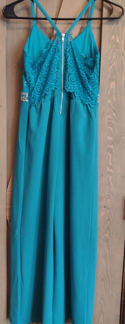 Honey and Rosie  Blue Size 14 Plus Size Floor Length Spaghetti Strap Jumpsuit Dress on Queenly