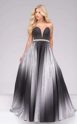 Style 45305 Jovani Silver Size 4 Pockets Sequined A-line Ball gown on Queenly