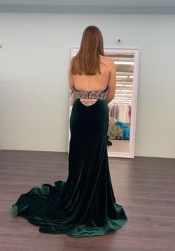 Rachel Allan Dark Green Size 8 Floor Length Velvet Straight Dress on Queenly