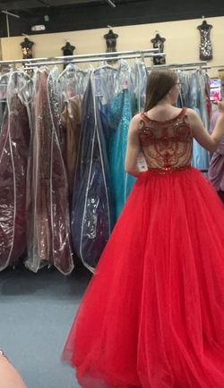 Sherri Hill Red Size 10 Quinceanera Jewelled Black Tie Free Shipping Prom Ball gown on Queenly