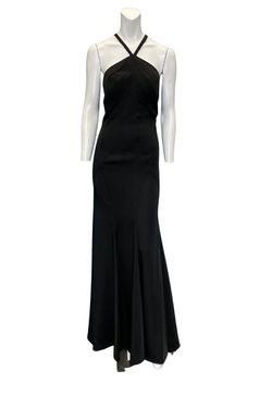 Style 6426 Dave and Johnny Black Size 10 Halter Military Floor Length Mermaid Straight Dress on Queenly
